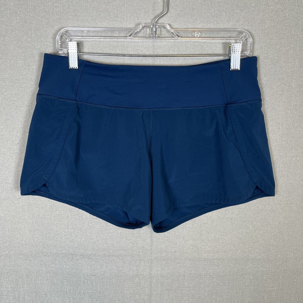 Lululemon Run Times II Shorts Womens 8 Blue 4'' Inseam Lined Zip Back Pocket